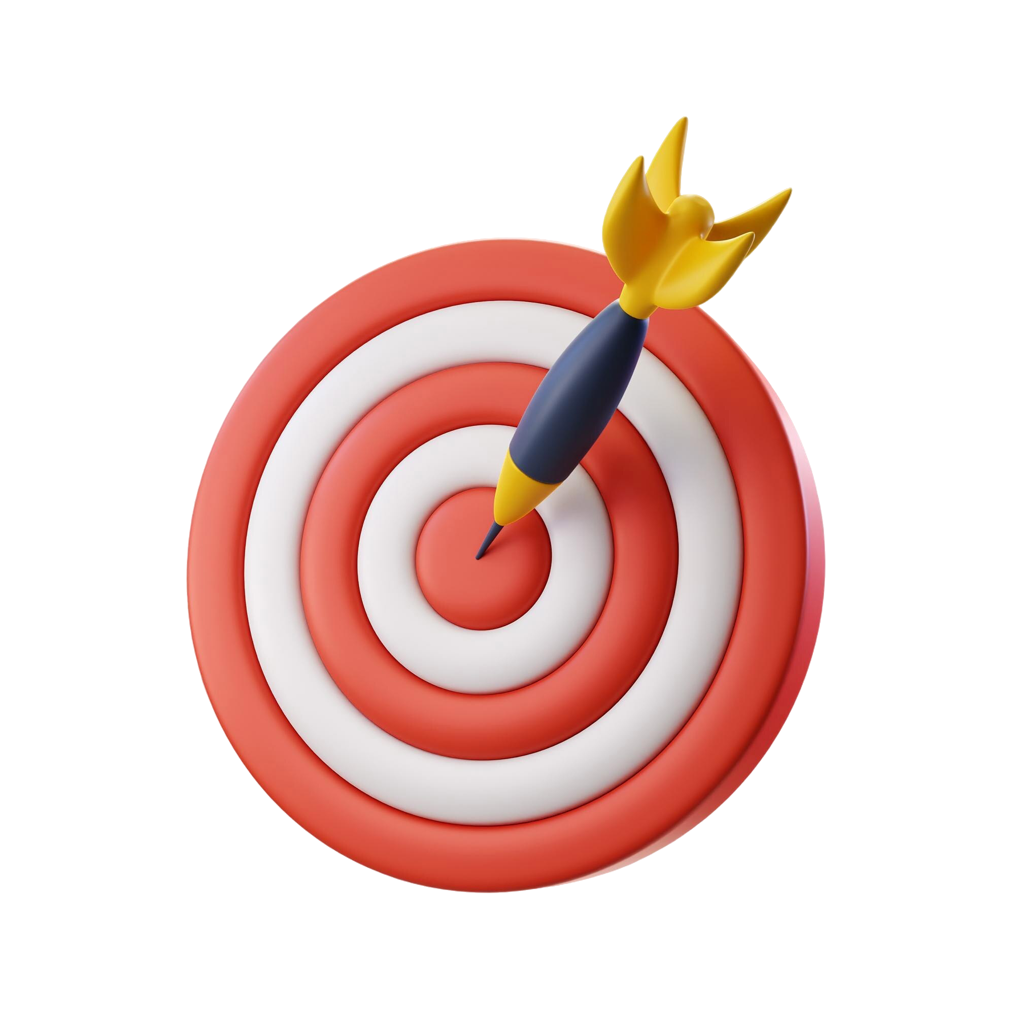 About 3d dart board target with bullseye arrow